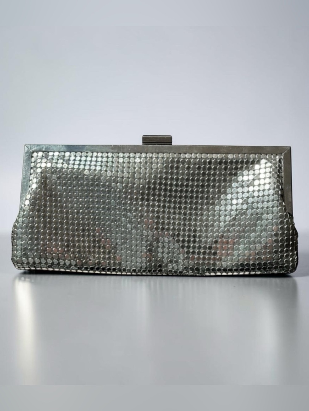 Style & Co. Silver-Toned Sparkly Metal Mesh Evening Clutch w Chain Strap